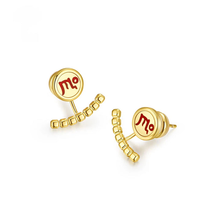 Mystical Symbol Gold Stud Earrings