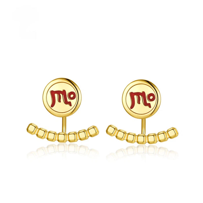 Mystical Symbol Gold Stud Earrings
