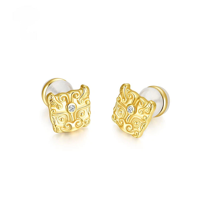 Mythical Golden Beast Stud Earrings