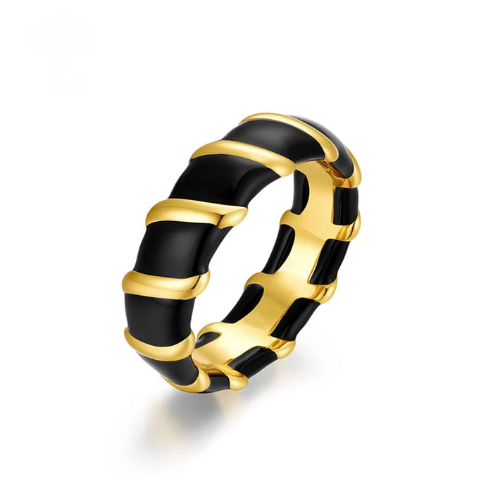 Classic Black Enamel & Gold Ring