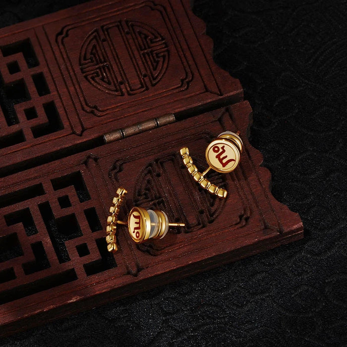 Mystical Symbol Gold Stud Earrings