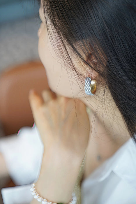 Multi-Row Pearl Statement Hoop Earrings in Gold Alloy - Elevate Your Style