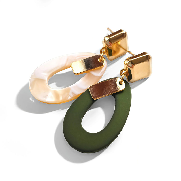 Modern Jade & Shell Earrings with Ancient Chinese Pattern