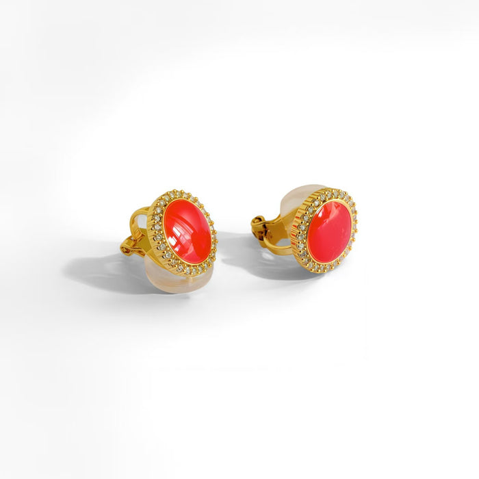 Elegantly designed circular colored clip-on earrings