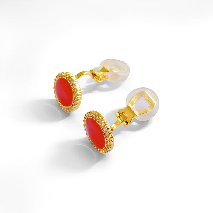 Elegantly designed circular colored clip-on earrings