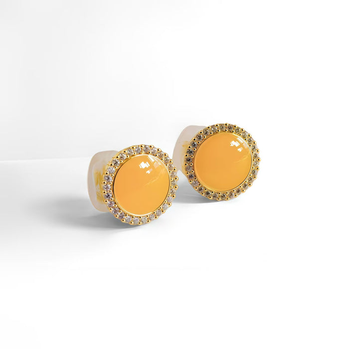 Elegantly designed circular colored clip-on earrings