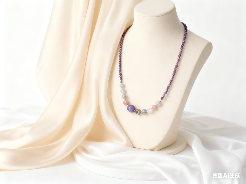 Boho Gradient Purple Crystal Jewelry with Unique Charms for Calm & Spiritual Style