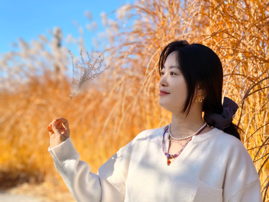 Boho Gradient Purple Crystal Jewelry with Unique Charms for Calm & Spiritual Style