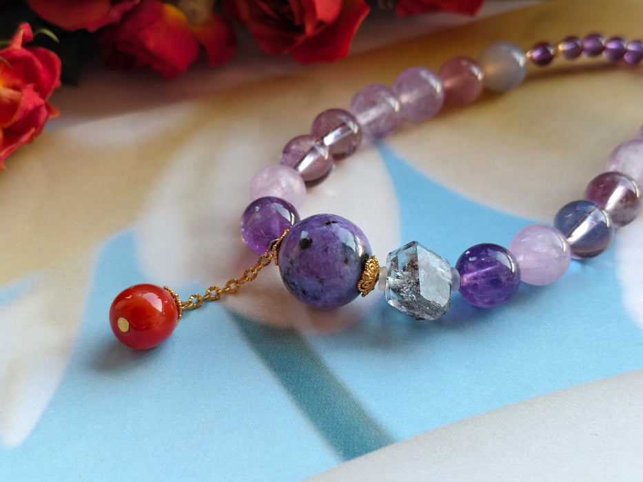 Boho Gradient Purple Crystal Jewelry with Unique Charms for Calm & Spiritual Style